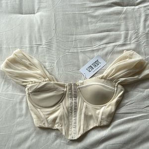 12th Tribe Cream Corset Crop Top